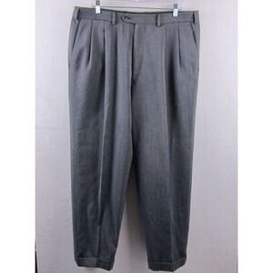 VTG Mens 38x30 Ermenegildo Zegna Grey Pleated Cuffed Wool Trousers